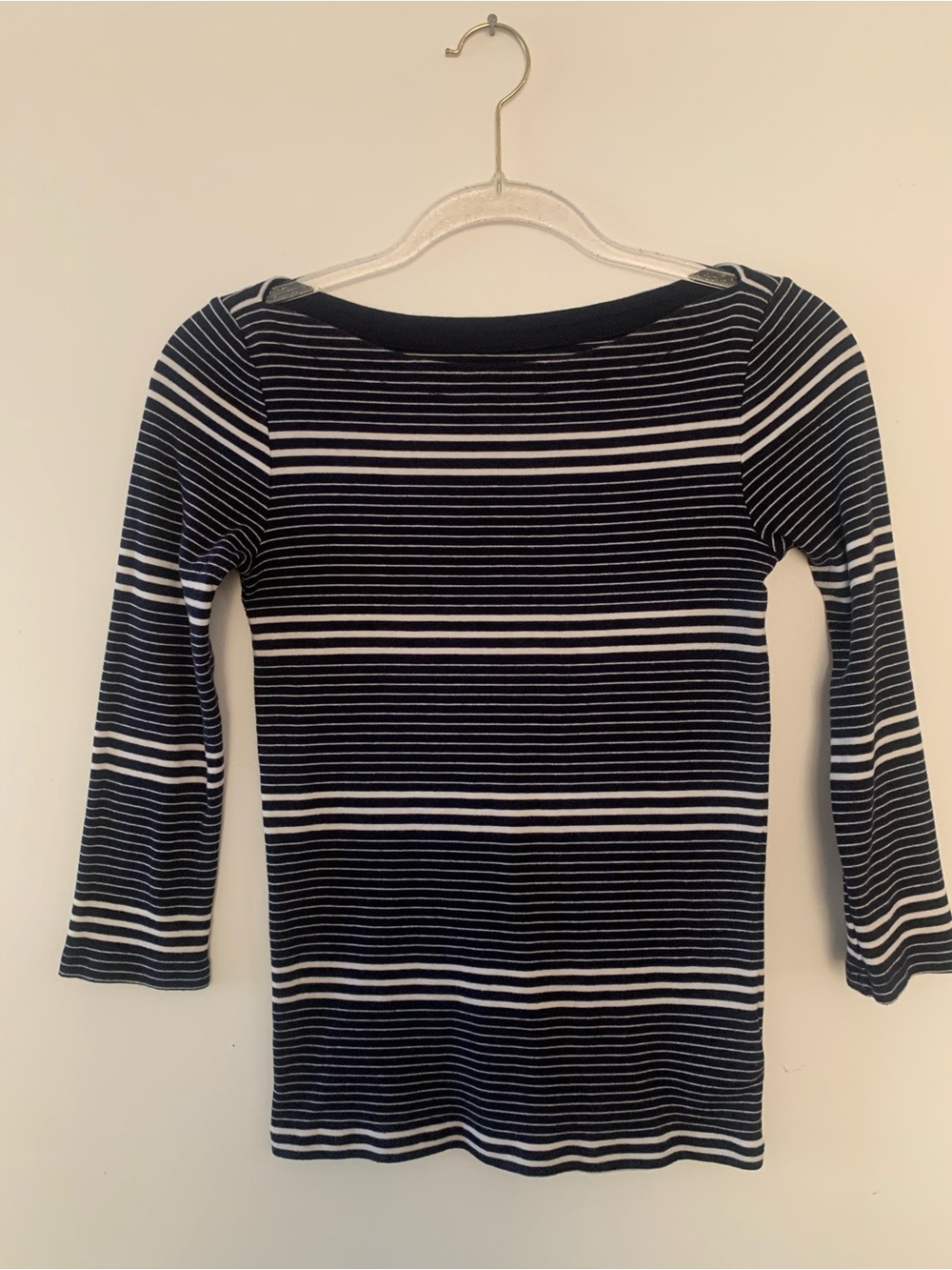 GAP Navy and White Striped Long Sleeve Boatneck Top